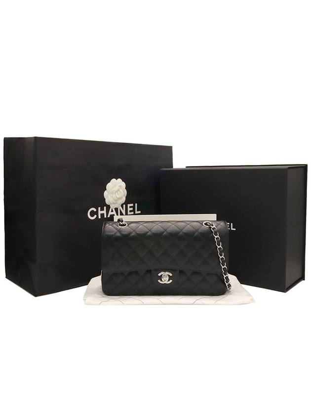 Black Caviar Silver Chain Classic Medium Flap Shoulder Bag - CHANEL - BALAAN 2