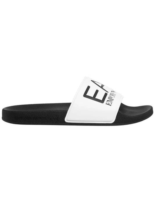 EA7 Embossed Logo Flat Slippers White Black - EMPORIO ARMANI - BALAAN 1