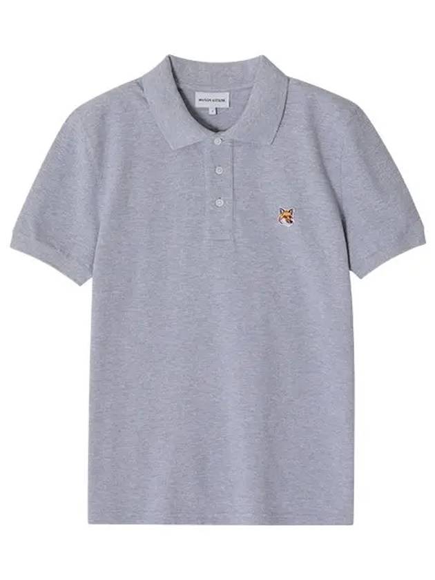 Fox Head Patch Cotton Polo Shirt Grey - MAISON KITSUNE - BALAAN 3