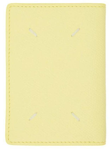 Stitched Bi-Fold Leather Card Wallet Lemon - MAISON MARGIELA - BALAAN 1