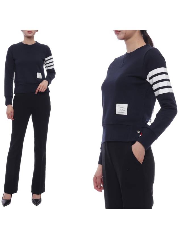 Engineered 4 Bar Stripe Loopback Jersey Knit Crewneck Sweatshirt Navy - THOM BROWNE - BALAAN 3