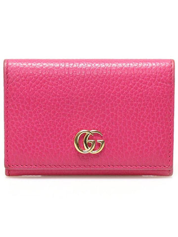 474748 Pink gold plated GG Marmont card case wallet - GUCCI - BALAAN 1