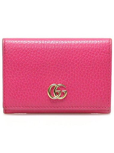 474748 Pink gold plated GG Marmont card case wallet - GUCCI - BALAAN 1