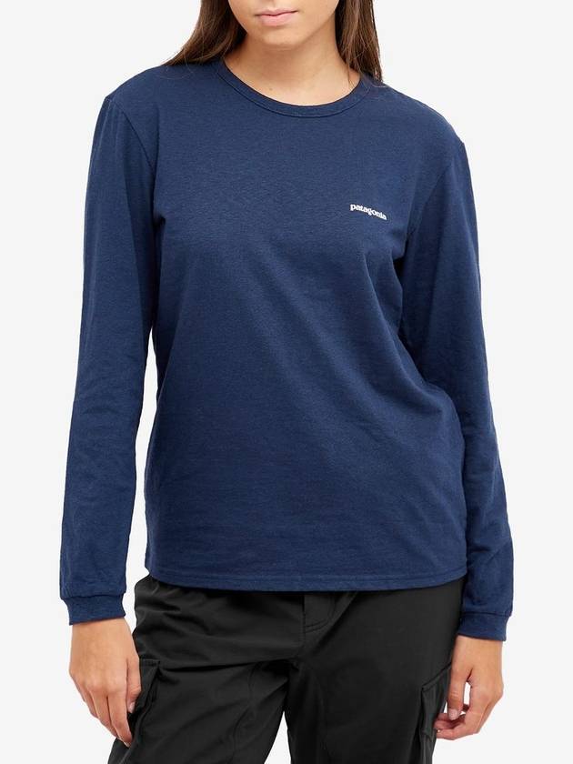 Women's Classic Graphic Logo Cotton Long Sleeve T-Shirt Blue - PATAGONIA - BALAAN 3