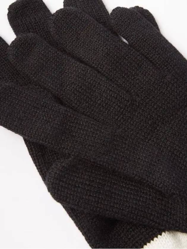 Logo Two-Tone Cashmere Gloves White Black - BURBERRY - BALAAN 3