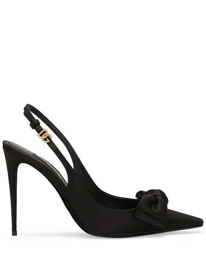 Bow Detail Satin Slingback Heel Black - DOLCE&GABBANA - BALAAN 2