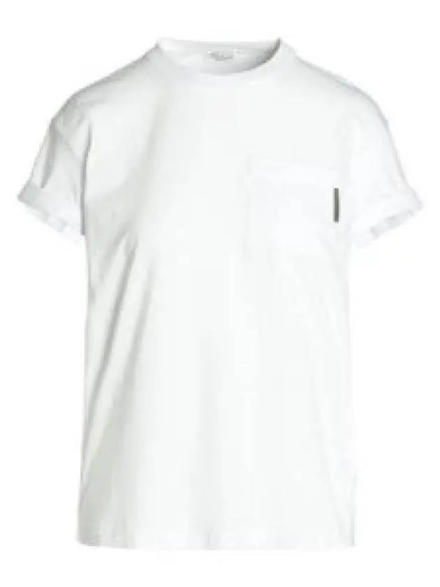 Stretch Cotton Jersey Short Sleeve T-Shirt White - BRUNELLO CUCINELLI - BALAAN 2