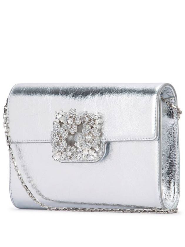 Efflorescence Mini Leather Clutch Bag Silver - ROGER VIVIER - BALAAN 3