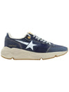 White Star Print Nylon Low Top Sneakers Dark Blue - GOLDEN GOOSE - BALAAN 1