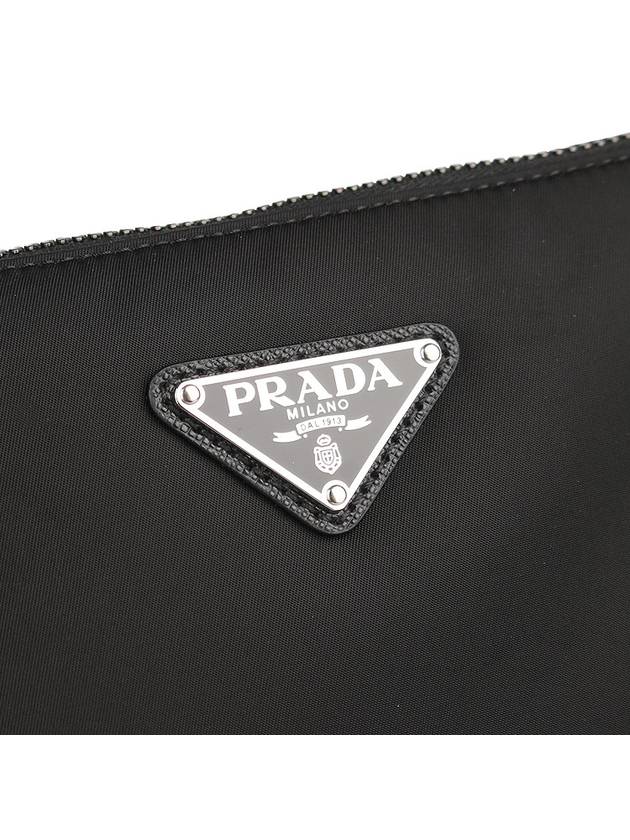 Triangle Logo Re-Nylon Saffiano Leather Shoulder Bag Black - PRADA - BALAAN 8