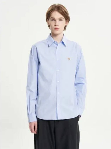 Men s Classic Shirt Blouse Southern Fox Patch Cotton Poplin Light Blue Domestic Product GM0023080320422 - MAISON KITSUNE - BALAAN 1