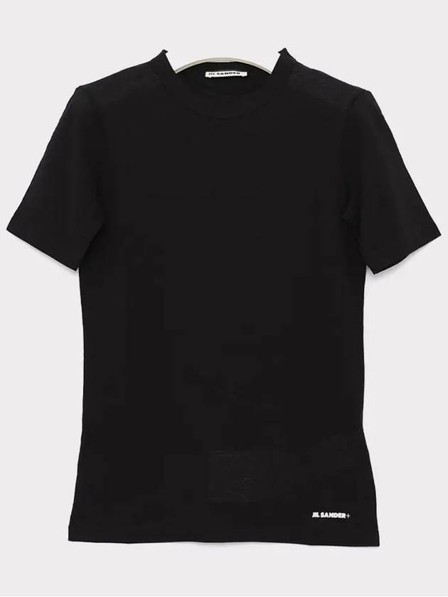 Logo Crew Neck Cotton Short Sleeve T-shirt Black - JIL SANDER - BALAAN 4