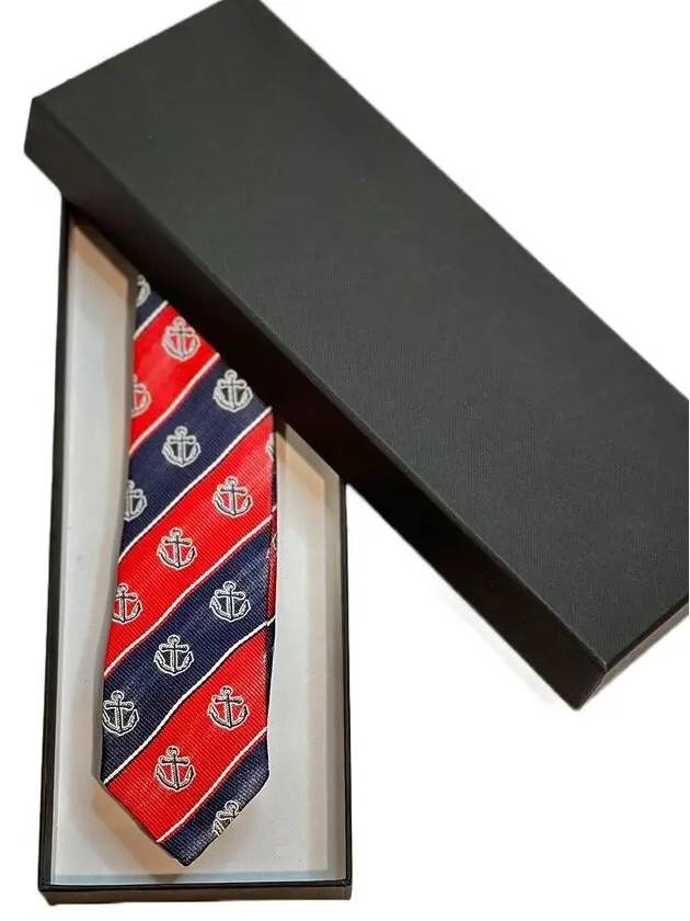 Anchor Stripe Silk Tie Black Red - THOM BROWNE - BALAAN 2