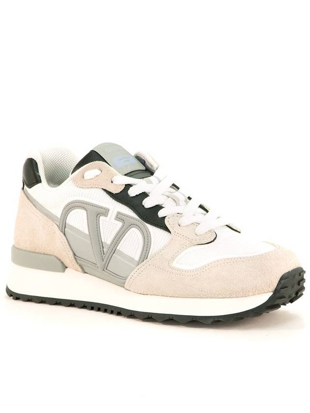 V Logo Face Low Top Sneakers Beige - VALENTINO - BALAAN 3