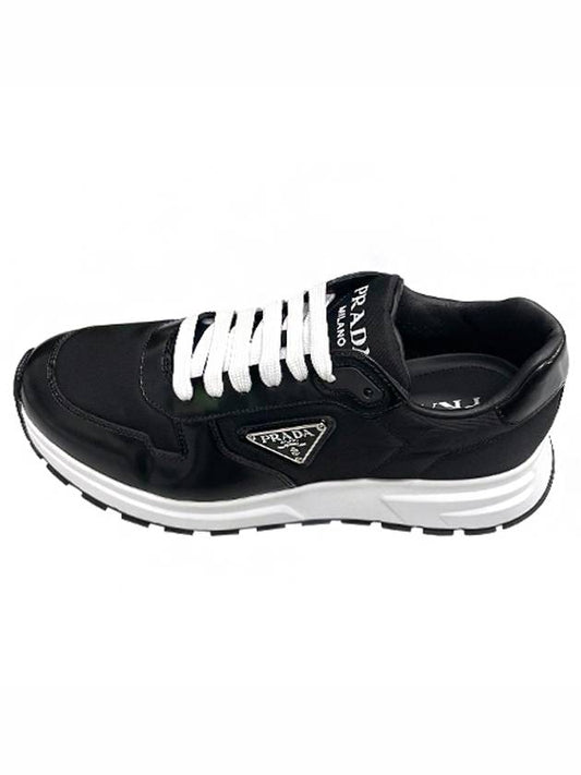 Prax 01 Re-Nylon Brushed Leather Low-Top Sneakers Black - PRADA - BALAAN 2