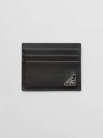 Triangle Logo Saffiano Card Wallet Black - PRADA - BALAAN 2