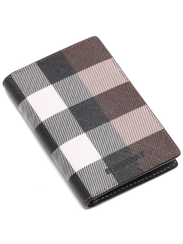 Checked Leather Card Wallet Dark Birch Brown - BURBERRY - BALAAN 6