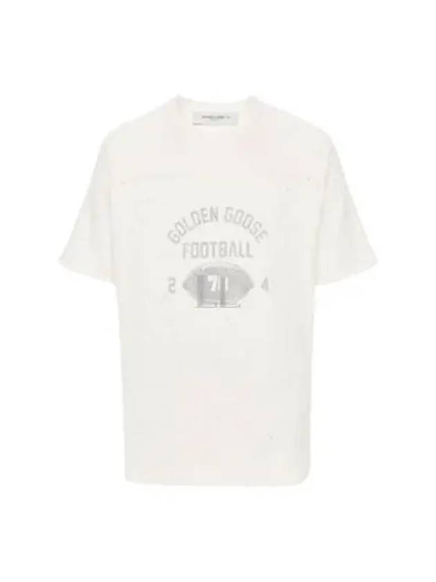 Raw Edge On The Front Cotton Short Sleeve T-Shirt Aged White - GOLDEN GOOSE - BALAAN 2