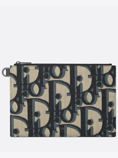 Maxi Oblique Jacquard A5 Pouch Bag Black Beige - DIOR - BALAAN 2