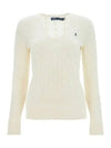 Kimberly Embroidered Logo Pony Cable Knit Top Cream - POLO RALPH LAUREN - BALAAN 2