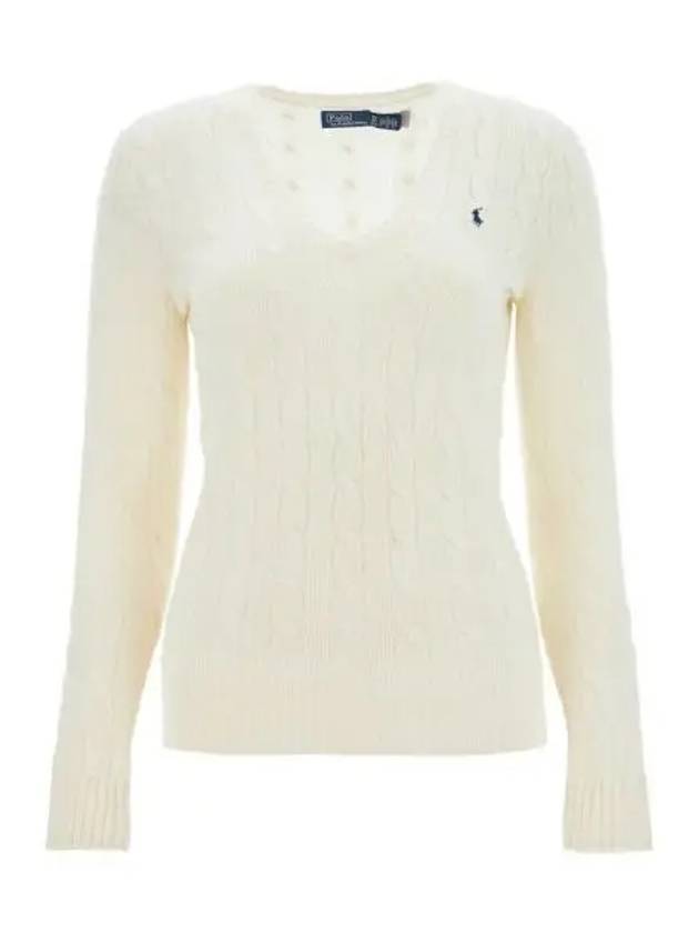 Kimberly Embroidered Logo Pony Cable Knit Top Cream - POLO RALPH LAUREN - BALAAN 2