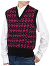 Men's Heart Logo Knit Vest Black Purple - AMI - BALAAN 6