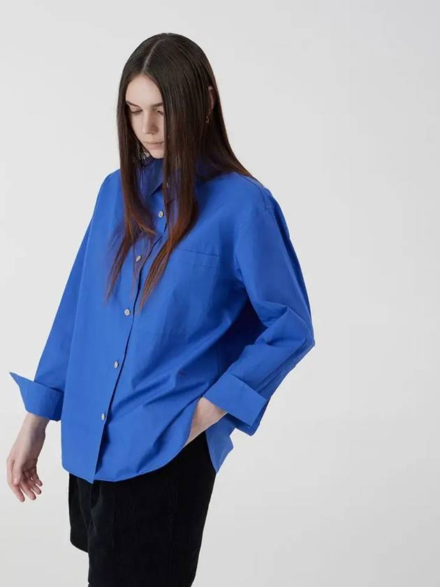 Signature Oversized Fit Bio Cotton Shirt Deep Blue - VOYONN - BALAAN 3