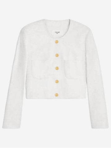 Crop Jacket Pure Color Soft Lambskin Optic White - CELINE - BALAAN 1