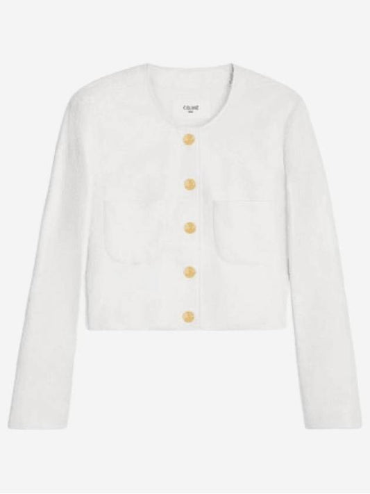 Crop Jacket Pure Color Soft Lambskin Optic White - CELINE - BALAAN 1