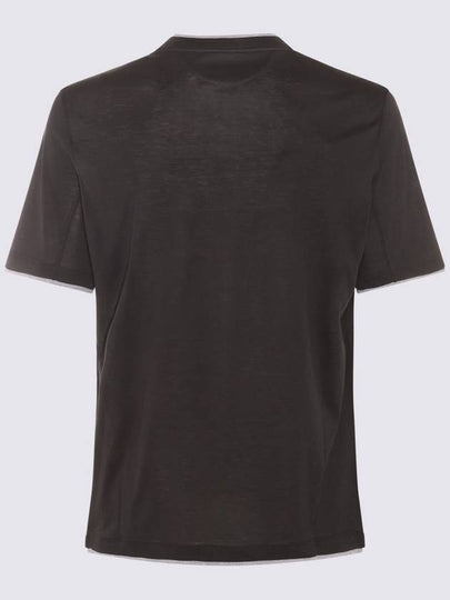 Brunello Cucinelli Black Cotton And Silk T-Shirt - BRUNELLO CUCINELLI - BALAAN 2