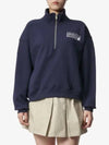 Logo Print Half Zip-up Cotton Sweatshirt Navy - SPORTY & RICH - BALAAN 2