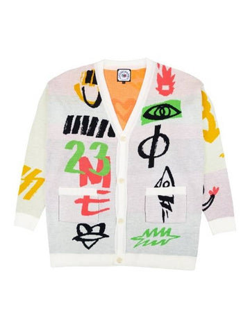 Graphic V Neck Cardigan White - GRAPHISTE MAN.G - BALAAN 1