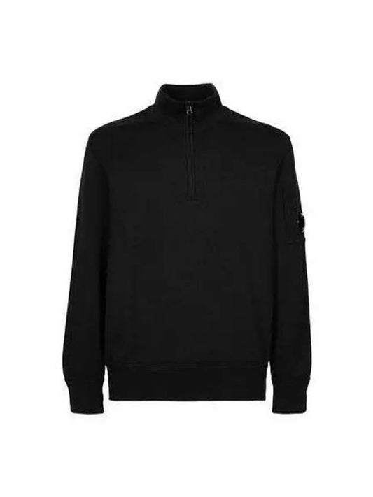 CP Company Lens Wappen Pocket Half Zip Up Sweatshirt Black 13CMKN019A 005805G - CP COMPANY - BALAAN 1