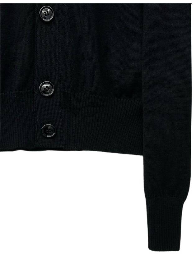 heart logo V-neck wool cardigan black - AMI - BALAAN 5