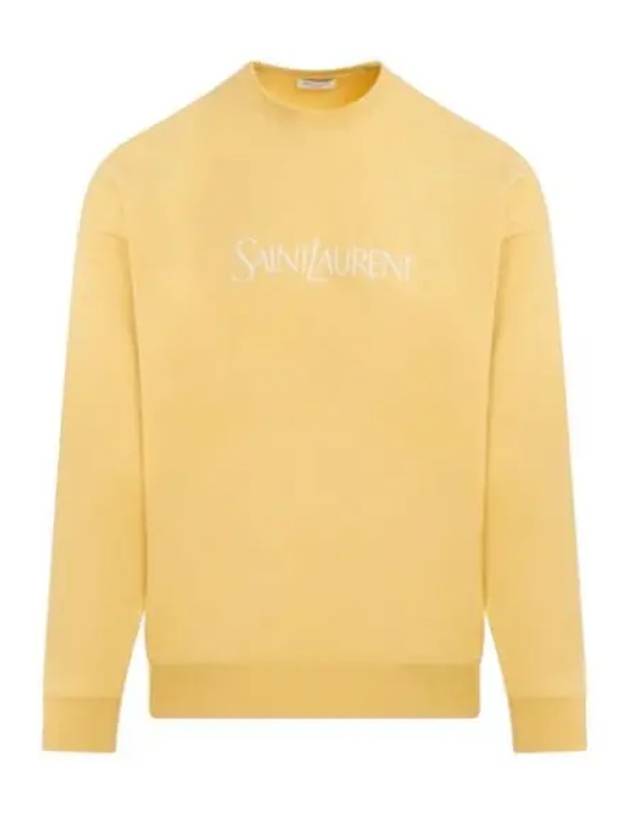 Embroidered Logo Organic Cotton Sweatshirt Yellow - SAINT LAURENT - BALAAN 2