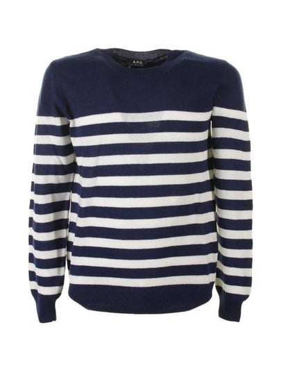 Ishmael Striped Crew Knit Top Dark Navy White - A.P.C. - BALAAN 2