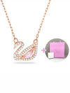 Dazzling Swan Pendant Necklace Pink Rose Gold - SWAROVSKI - BALAAN 2