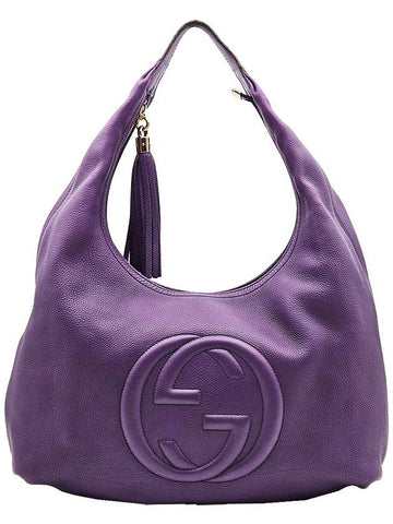 Gucci 282304 Purple Togo Leather Tassel Hobo Bag - GUCCI - BALAAN 1