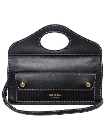 Women s 80367351 Black Topstitched Mini Pocket Top Handle Crossbody Bag - BURBERRY - BALAAN 1