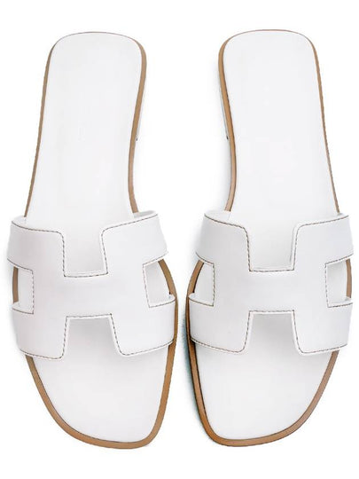 Oran Calfskin Slippers Blanc - HERMES - BALAAN 2