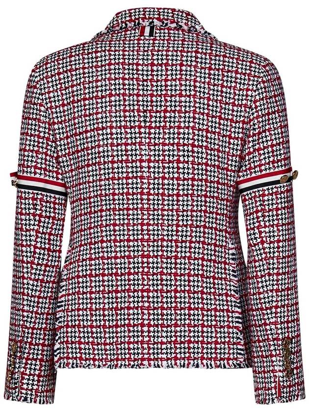 Check Pattern Tweed Jacket Red - THOM BROWNE - BALAAN 3