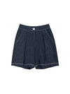 Tony Summer Linen Denim 4-quarter Stitched Pintuck Secret Banding Shorts Navy TONY09NV - RAMUSTUDIO - BALAAN 2