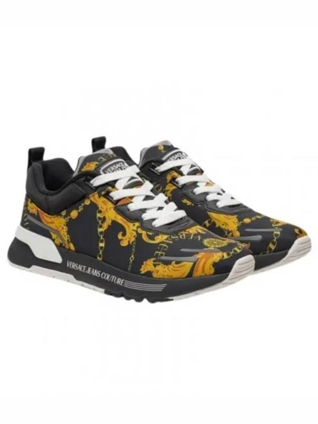 Jeans Couture Baroque Print Low Top Sneakers Black - VERSACE - BALAAN 2