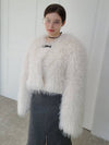 e Women's Shearling Fur Buckle Overfit Jacket Ivory - PRETONE - BALAAN 1