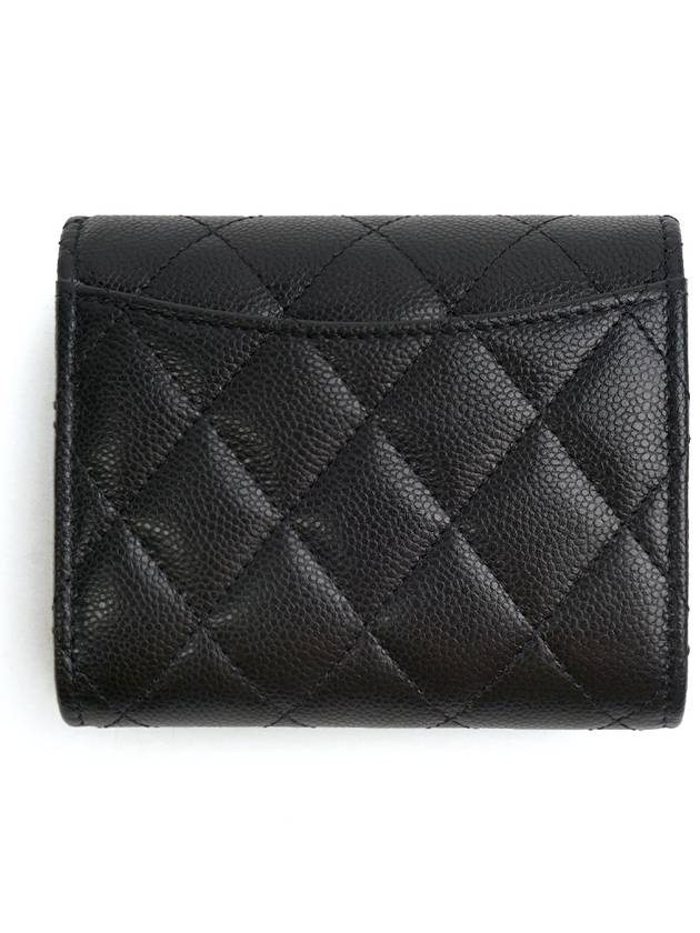 Classic Gold Hardware Small Grained Shiny Flap Half Wallet Black - CHANEL - BALAAN 4