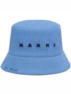 Embroidered Logo Denim Bucket Hat Blue - MARNI - BALAAN 2