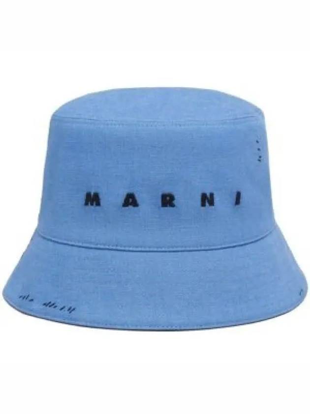 Embroidered Logo Denim Bucket Hat Blue - MARNI - BALAAN 2