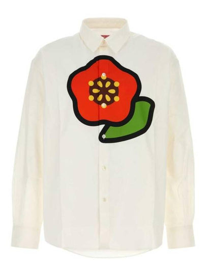 Pop Printed Casual Poplin Long Sleeve Shirt White - KENZO - BALAAN 2