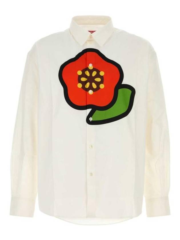 Pop Printed Casual Poplin Long Sleeve Shirt White - KENZO - BALAAN 1