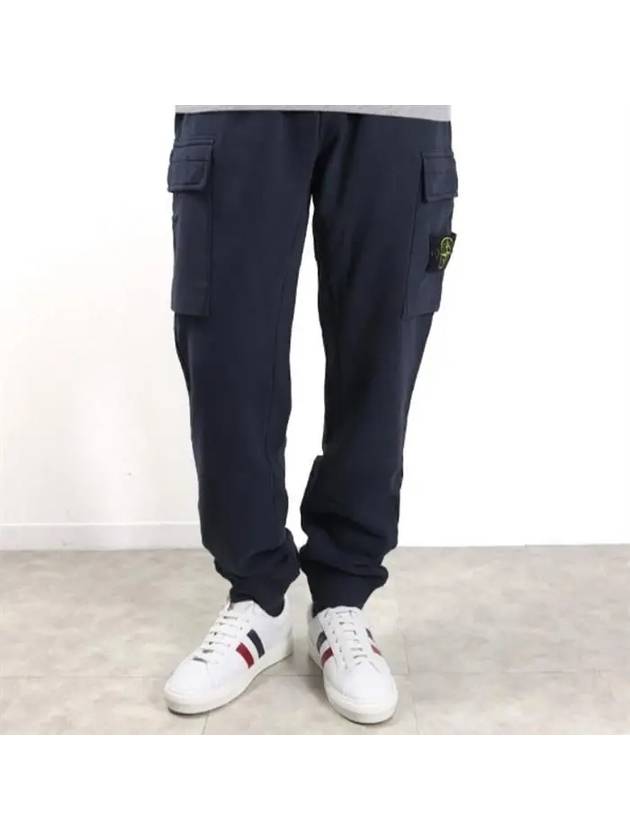 Garment Dyed Cotton Fleece Track Pants Navy - STONE ISLAND - BALAAN 3